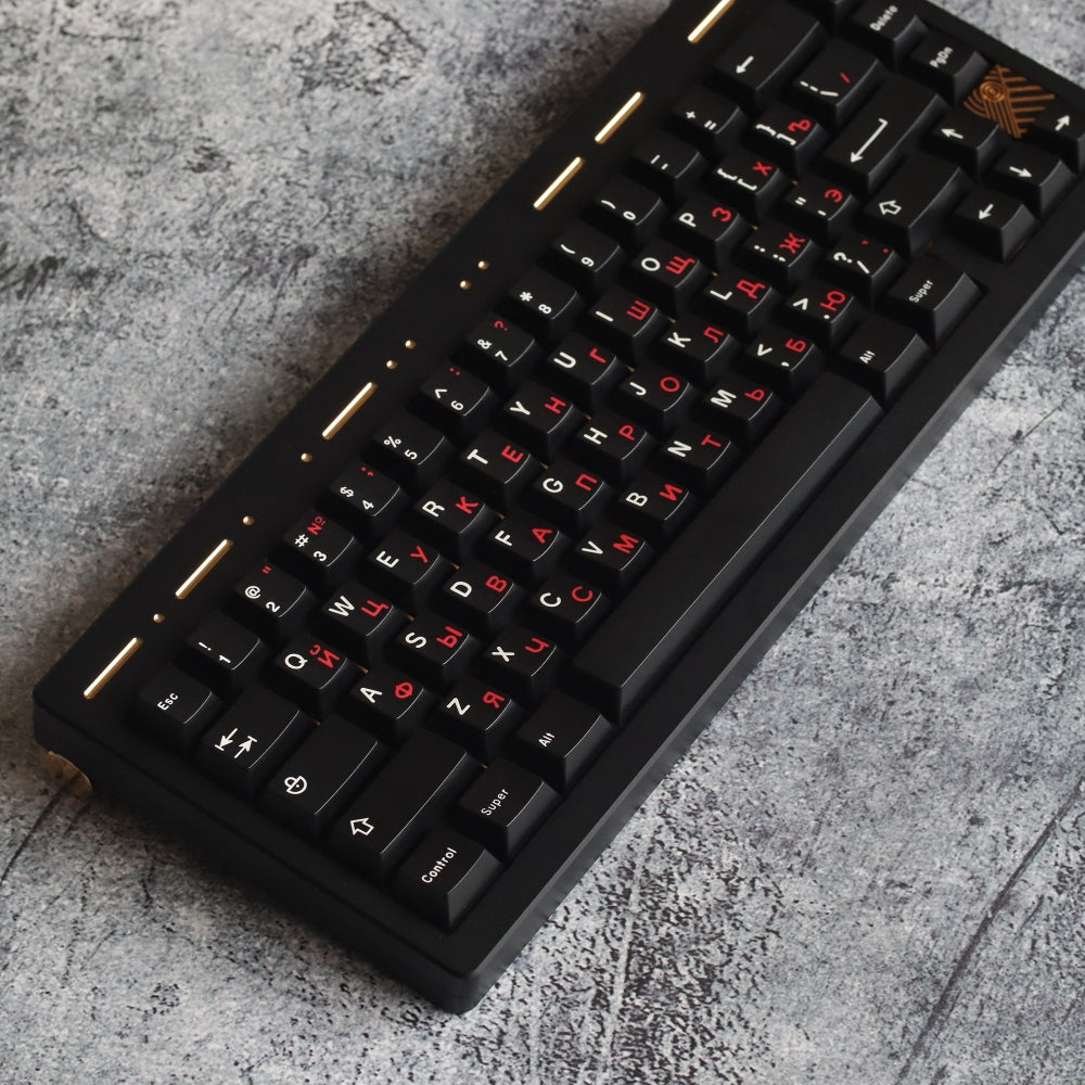 JTK Russian character root black and red keycaps