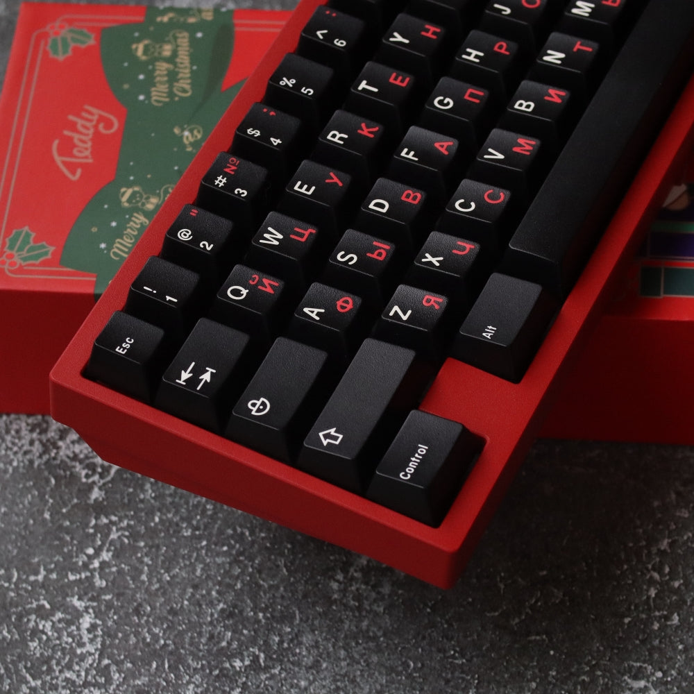 JTK Russian character root black and red keycaps