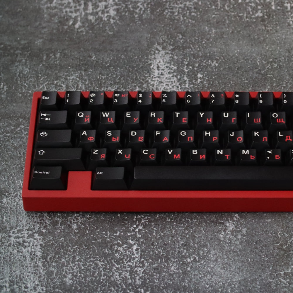 JTK Russian character root black and red keycaps