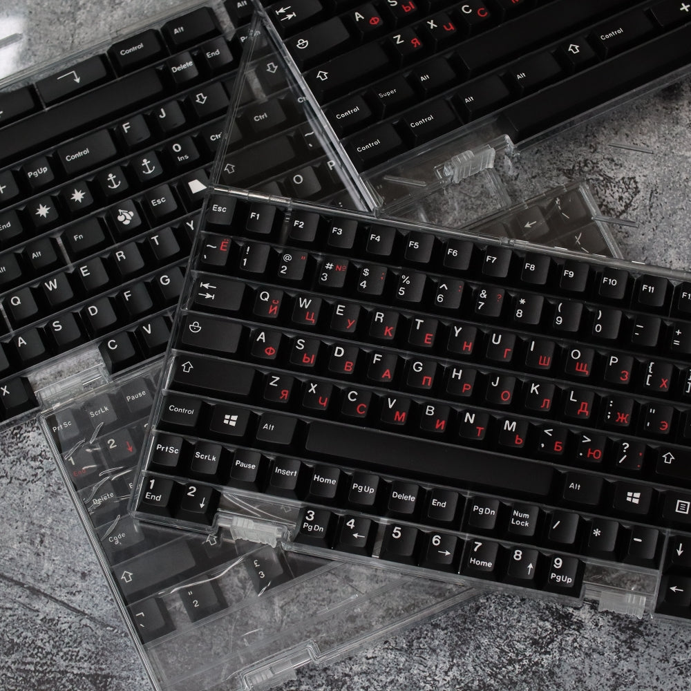 JTK Russian character root black and red keycaps